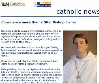 Conscience more than a GPS: Bishop Fisher