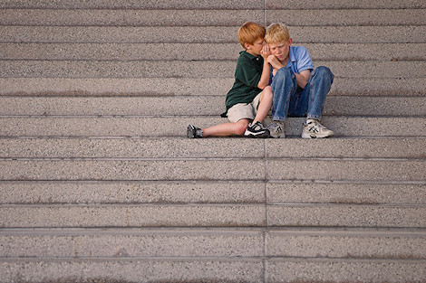 Two boys on steps