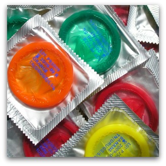 Colourful condoms