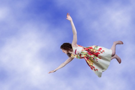Woman falling from sky