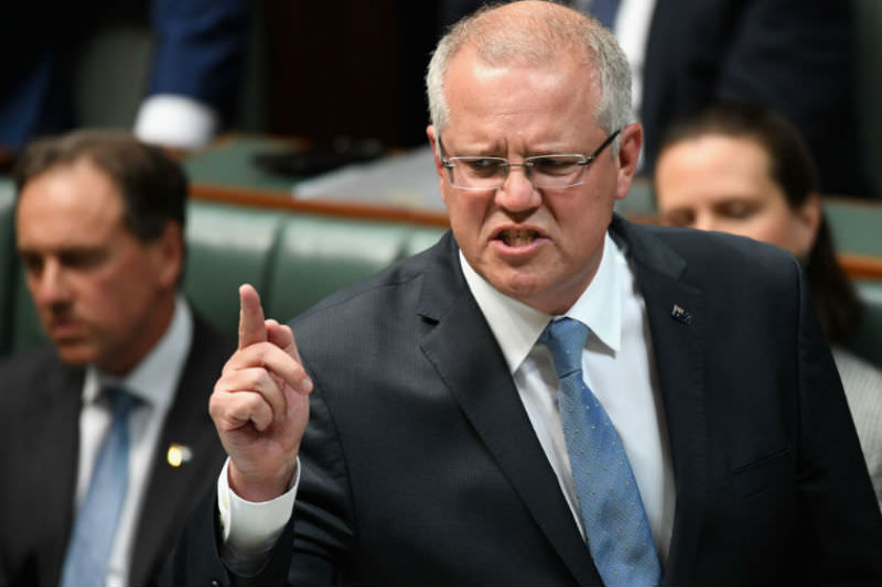 Prime Minister Scott Morrison reacts to questions during question time at Parliament House (Tracey Nearmy/Getty Images)