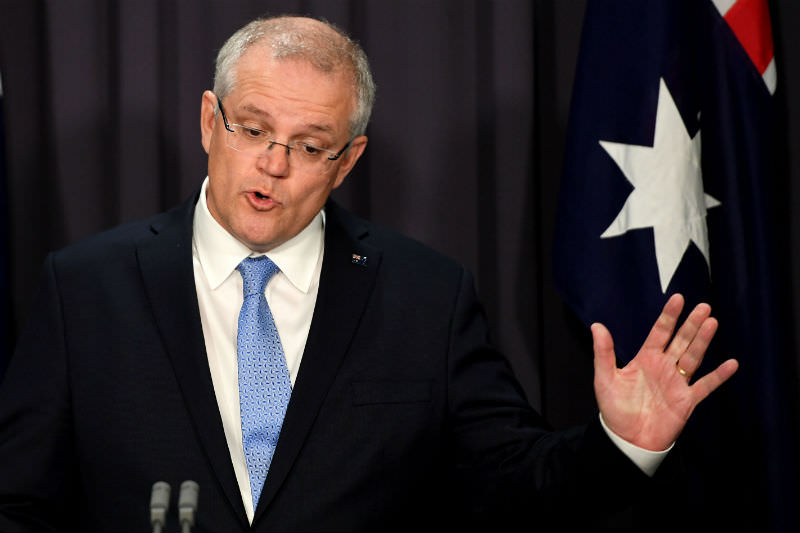 Prime Minister Scott Morrison gesturing (Tracey Nearmy/Getty Images)