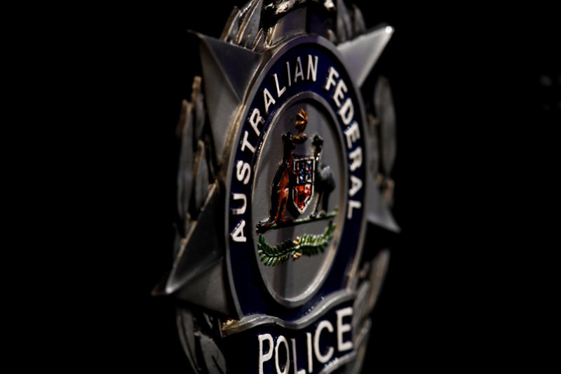 Oblique angle of an Australian Federal Police badge. (Credit: Getty Images)