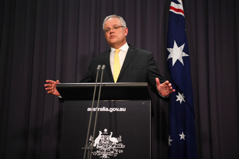 Scott Morrison at press conference (Getty images)