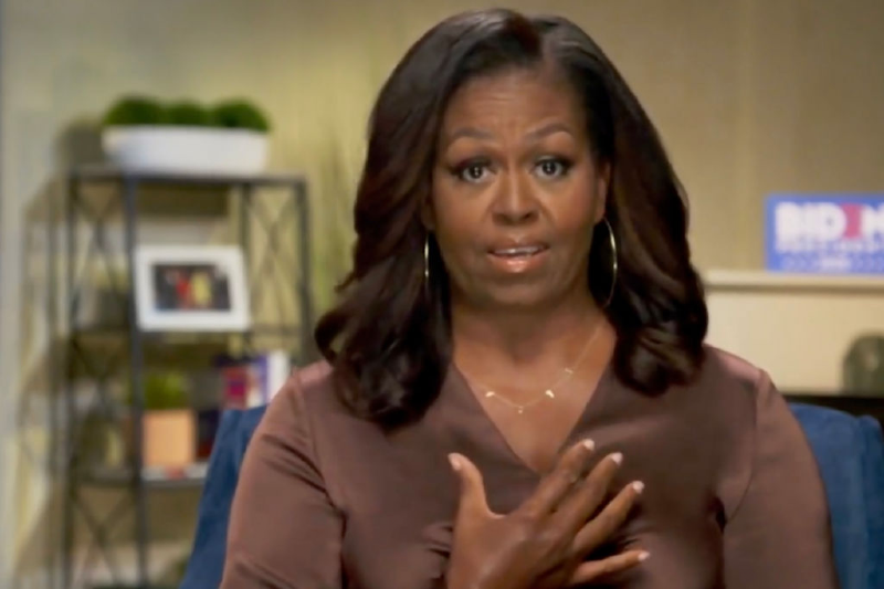 Main image: Michelle Obama at speaking teleconference DNC (Handout/Getty Images) 