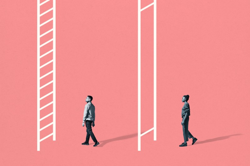 Main image: Two people trying to climb ladders (Getty)