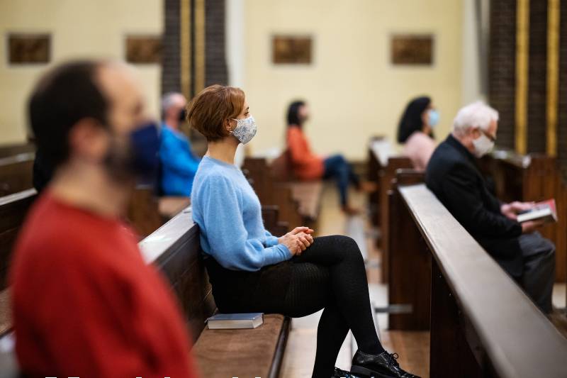 Main image: Socially distanced parishioners in pews (Luis Alvarez/Getty Images)