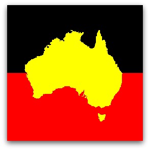 Aboriginal flag in the shape of Australia
