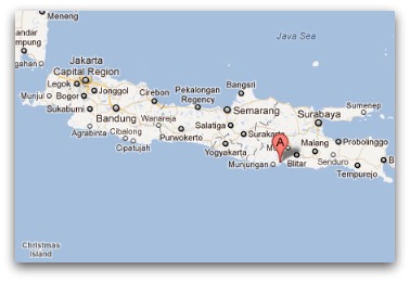 Java and Christmas Island map