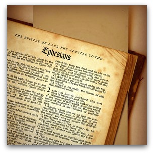 Old Bible open to the Book of Ephesians