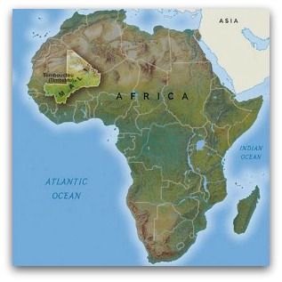 Map of Africa with Mali highlighted