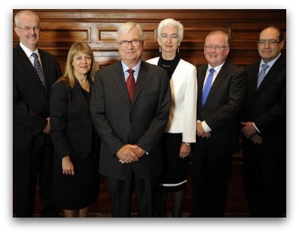 The Commissioners: (left to right) Mr Bob Atkinson AO APM, Professor Helen Milroy, Justice Peter McClellan AM (Chair), Justice Jennifer Coate, Mr Robert Fitzgerald AM and Mr Andrew Murray.