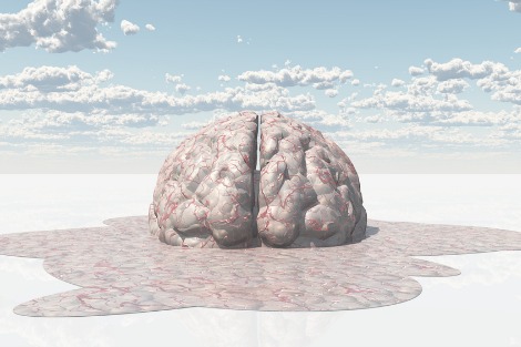 Melting brain under blue sky