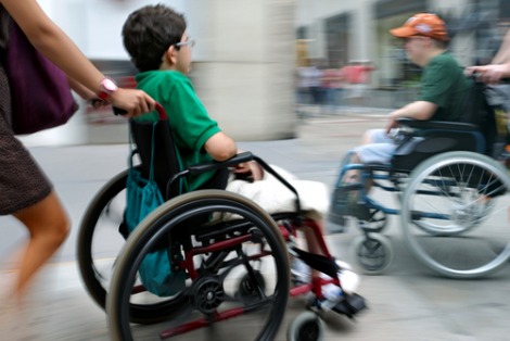 Boy in wheelchair