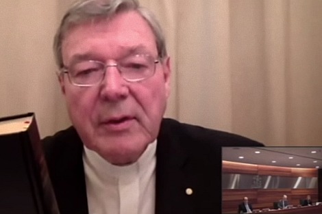Cardinal George Pell video link to Royal Commission from Rome Cardinal George Pell video link to Royal Commission from Rome