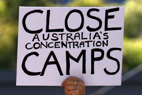 Placard reads Close Australian Concentration Camps
