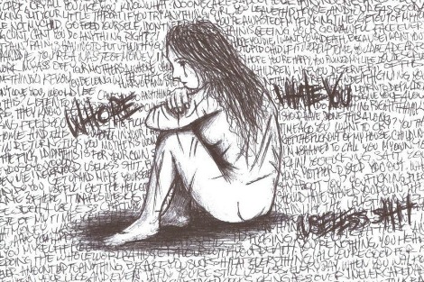 battered woman drawing