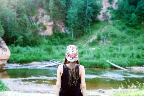 Girl faces woods