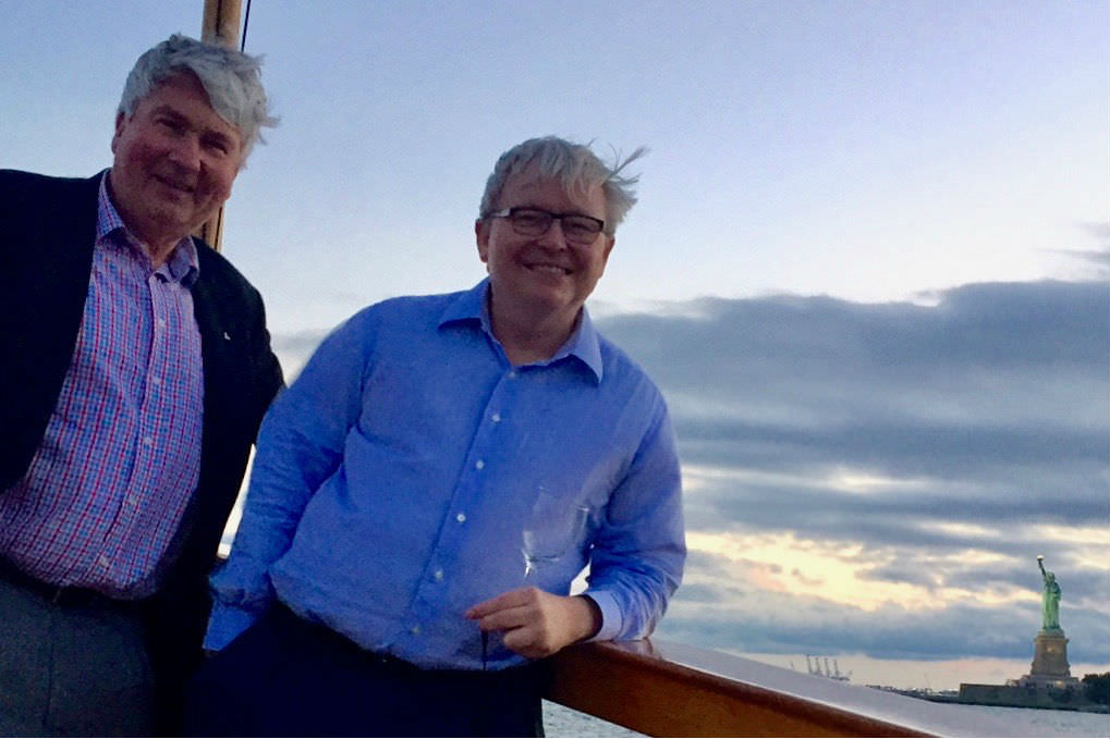 Frank Brennan and Kevin Rudd in New York