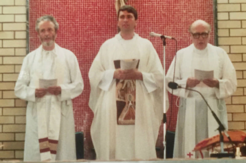 Grove Johnson with Tom O'Hara and Frank Brennan at Frank's ordination