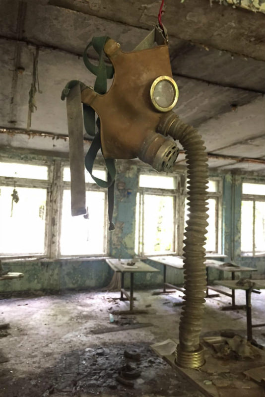 Gas mask in Chernobyl