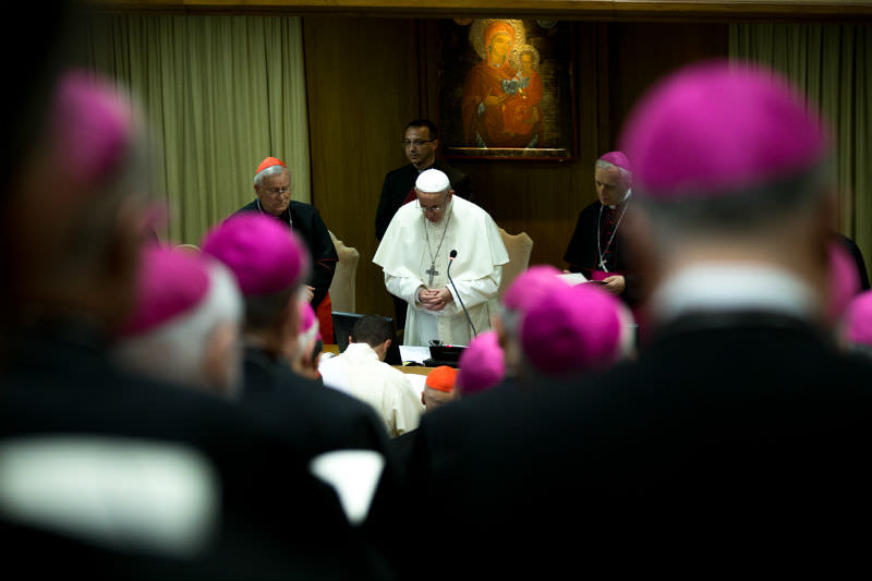 Pope Francis speaks to cardinals and bishops of the Episcopal Conference of Italy in Vatican City on 21 May 2018 (CNA)