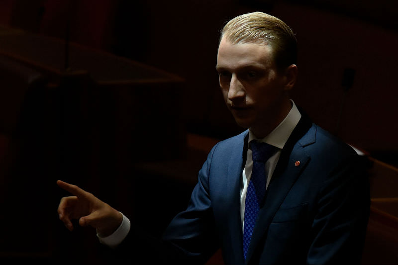 Senator James Paterson speaks at the closing of the debate of the marriage equality bill in the Senate at Parliament House in Canberra on 29 November 2017. (Photo by Michael Masters/Getty Images)