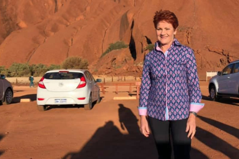 Pauline Hanson at Uluru (@PaulineHansonOz via Twitter)